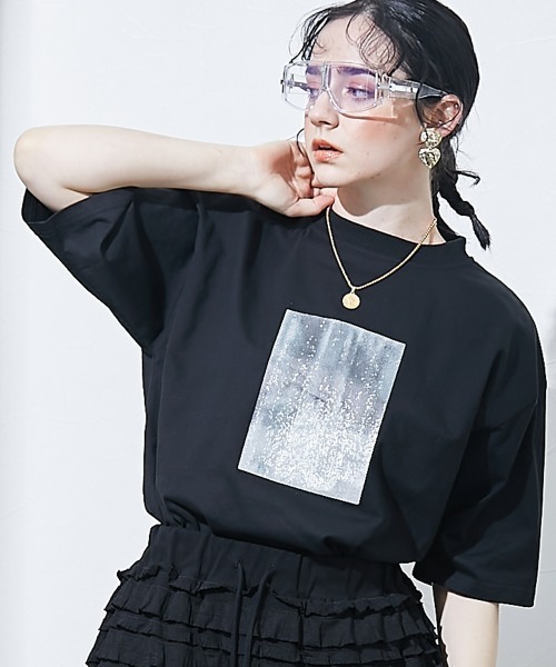 TTOL（トール）の「ルーズシルエットプリントTシャツ（Tシャツ/カットソー・レディース・ホワイト/ブラック・M-L/L-XL）」の2枚目の写真