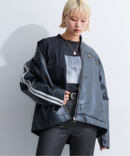 TTOL（トール）の「ルーズシルエットプリントTシャツ（Tシャツ/カットソー・レディース・ホワイト/ブラック・M-L/L-XL）」の5枚目の写真