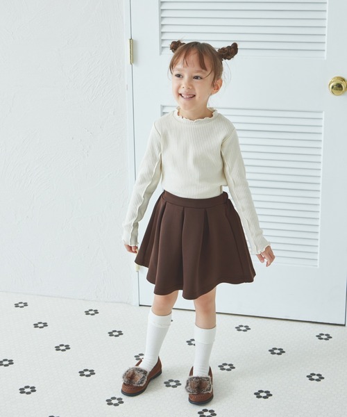 pairmanon（ペアマノン）の「ダイバー素材 フレアスカート（スカート・キッズ・ブラック/ベージュ/モカ・150/100/120/130/90/110/140）」の6枚目の写真