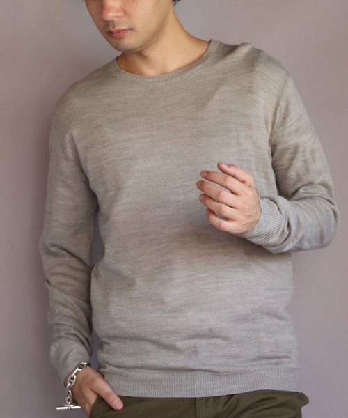 ８(eight)（エイト）の「カシミヤタッチクルーネック（ニット/セーター・メンズ・グレー系その他/杢グレー/ワイン/ネイビー/ブルー系その他/ベージュ/ホワイト/ブラック・X-LARGE/MEDIUM/SMALL/LARGE）」の3枚目の写真