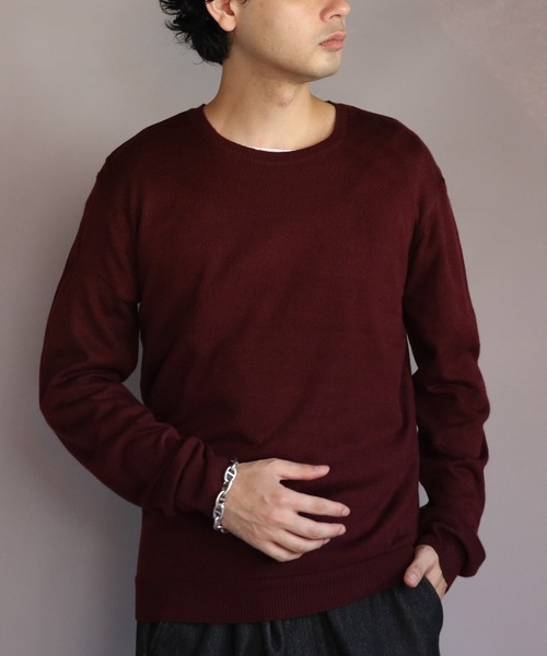 ８(eight)（エイト）の「カシミヤタッチクルーネック（ニット/セーター・メンズ・グレー系その他/杢グレー/ワイン/ネイビー/ブルー系その他/ベージュ/ホワイト/ブラック・X-LARGE/MEDIUM/SMALL/LARGE）」の8枚目の写真