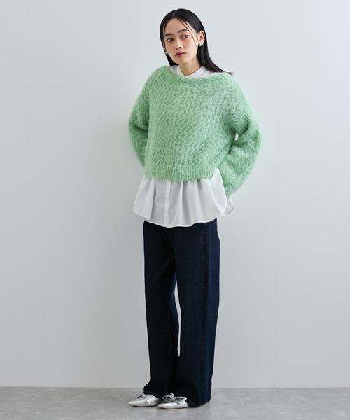 一斉値下げ❗美品#希少カタリスト HOCKEY JERSEY オーバー セール】キラッと華やか！透かし柄シャギーニットプルオーバー