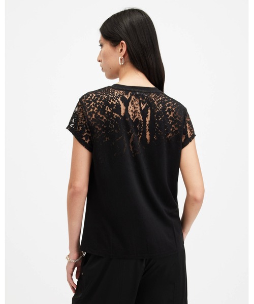 ALLSAINTS(オールセインツ)の「ANNA SNAKE PRINT DEVORE T-SHIRT | ANNA スネーク プリント デヴォア Tシャツ(Tシャツ/カットソー・レディース・ブラック・M/XS/S/L)」の6枚目の写真