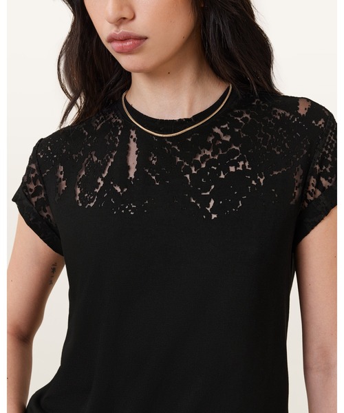 ANNA SNAKE PRINT DEVORE T-SHIRT | ANNA スネーク プリント