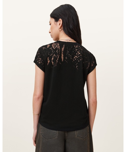オールセインツ AllSaints Anna Snake Tee レディース シャツ トップス Black ANNA SNAKE PRINT DEVORE T-SHIRT | ANNA スネーク プリント