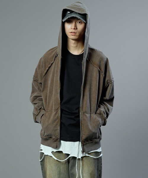 PUBLUX（パブリュクス）の「PUBLUX/パブリュクス ダブルジップラグランフーディー(限定展開)（パーカー・メンズ・ブルー/ブラウン/ブラック・LARGE/MEDIUM/SMALL）」の22枚目の写真