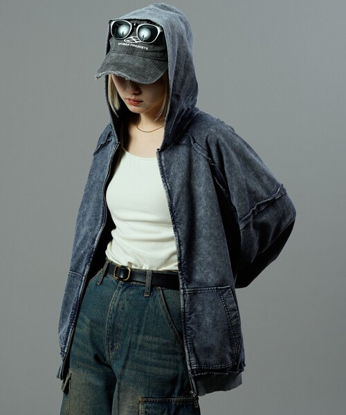 PUBLUX（パブリュクス）の「PUBLUX/パブリュクス ダブルジップラグランフーディー(限定展開)（パーカー・メンズ・ブルー/ブラウン/ブラック・LARGE/MEDIUM/SMALL）」の7枚目の写真