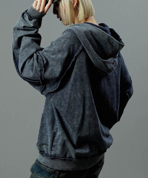 PUBLUX（パブリュクス）の「PUBLUX/パブリュクス ダブルジップラグランフーディー(限定展開)（パーカー・メンズ・ブルー/ブラウン/ブラック・LARGE/MEDIUM/SMALL）」の10枚目の写真