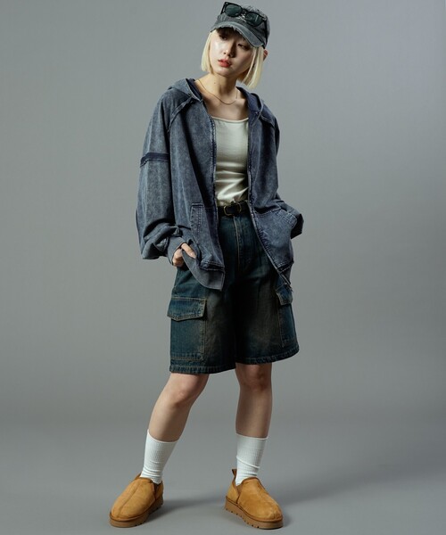 PUBLUX（パブリュクス）の「PUBLUX/パブリュクス ダブルジップラグランフーディー(限定展開)（パーカー・メンズ・ブルー/ブラウン/ブラック・LARGE/MEDIUM/SMALL）」の12枚目の写真