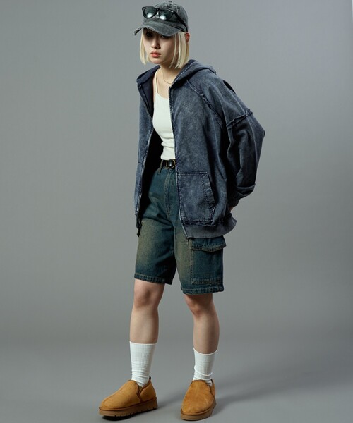 PUBLUX（パブリュクス）の「PUBLUX/パブリュクス ダブルジップラグランフーディー(限定展開)（パーカー・メンズ・ブルー/ブラウン/ブラック・LARGE/MEDIUM/SMALL）」の13枚目の写真