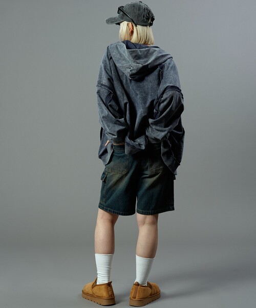 PUBLUX（パブリュクス）の「PUBLUX/パブリュクス ダブルジップラグランフーディー(限定展開)（パーカー・メンズ・ブルー/ブラウン/ブラック・LARGE/MEDIUM/SMALL）」の15枚目の写真