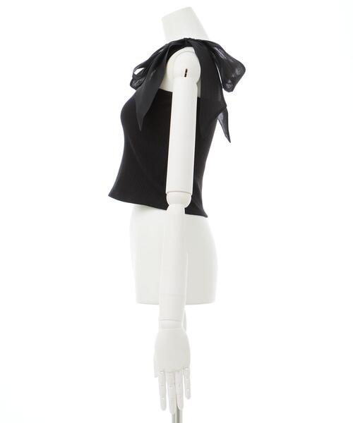 INGNI（イング）の「肩リボンリブキャミ（キャミソール・レディース・オフホワイト/ブラック・M）」の11枚目の写真
