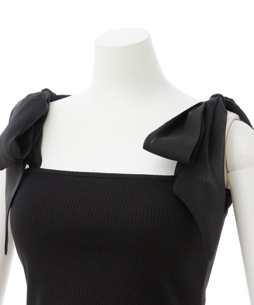 INGNI（イング）の「肩リボンリブキャミ（キャミソール・レディース・オフホワイト/ブラック・M）」の7枚目の写真