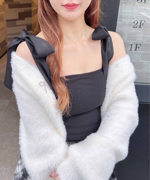 INGNI（イング）の「肩リボンリブキャミ（キャミソール・レディース・オフホワイト/ブラック・M）」の17枚目の写真