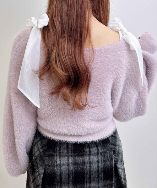 INGNI（イング）の「肩リボンリブキャミ（キャミソール・レディース・オフホワイト/ブラック・M）」の21枚目の写真