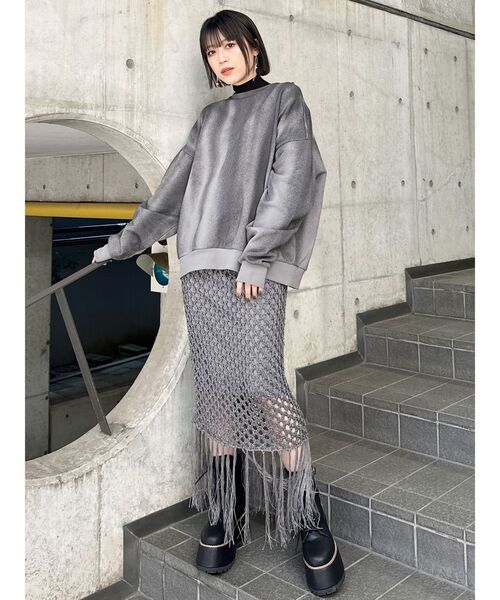 MURUA(ムルーア)の「スプレープリントスウェット(スウェット・レディース・オレンジ/グレー・FREE)」の16枚目の写真