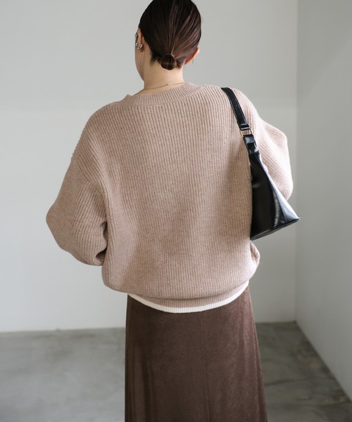 select MOCA(セレクトモカ)の「フロントスリット配色ニット(ニット/セーター・レディース・ベージュ/ブラック/オリーブ・FREE)」の10枚目の写真