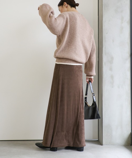 select MOCA(セレクトモカ)の「フロントスリット配色ニット(ニット/セーター・レディース・ベージュ/ブラック/オリーブ・FREE)」の12枚目の写真