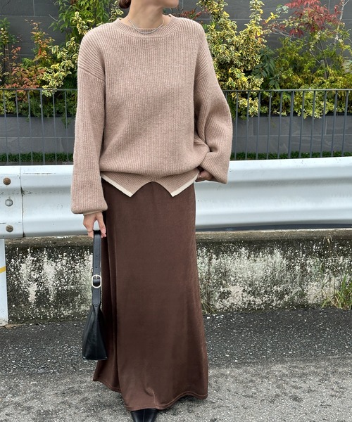 セール】フロントスリット配色ニット（ニット/セーター）｜select MOCA