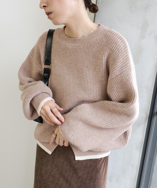 【n】vintage メタリックSK & ニットSK まとめ売り セール】フロントスリット配色ニット（ニット/セーター）｜select MOCA