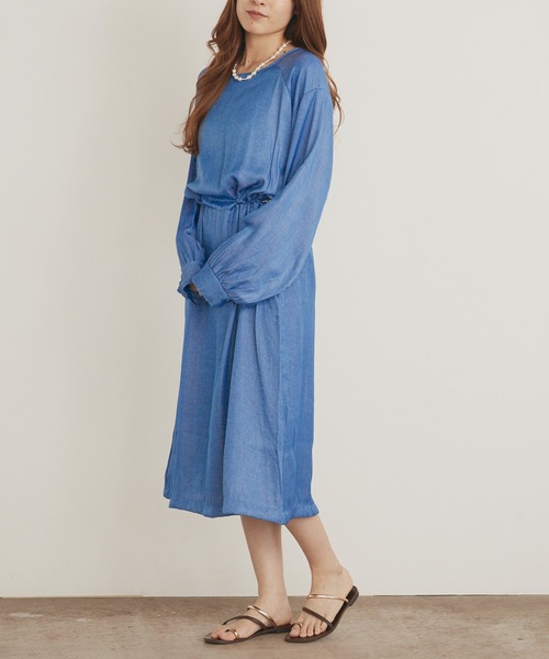 H.TOKYO(エイチトウキョウ)の「ライトデニム ウエストシャーリング ロング丈ワンピース(ワンピース・レディース・ブルー・X-LARGE/LARGE/MEDIUM)」の5枚目の写真
