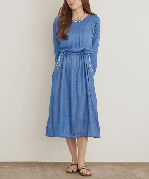 H.TOKYO(エイチトウキョウ)の「ライトデニム ウエストシャーリング ロング丈ワンピース(ワンピース・レディース・ブルー・X-LARGE/LARGE/MEDIUM)」の6枚目の写真