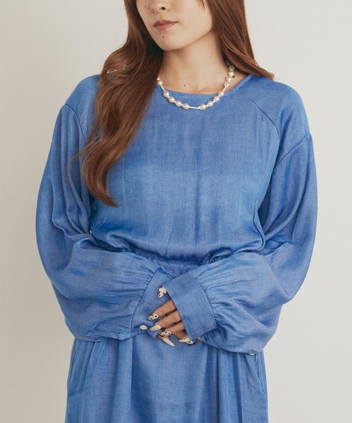 H.TOKYO(エイチトウキョウ)の「ライトデニム ウエストシャーリング ロング丈ワンピース(ワンピース・レディース・ブルー・X-LARGE/LARGE/MEDIUM)」の12枚目の写真