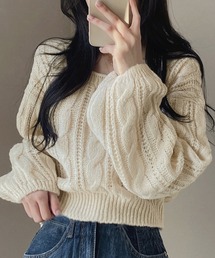 Girly Doll（ガーリードール）の「ボリュームスリーブケーブルニット（ニット/セーター）」