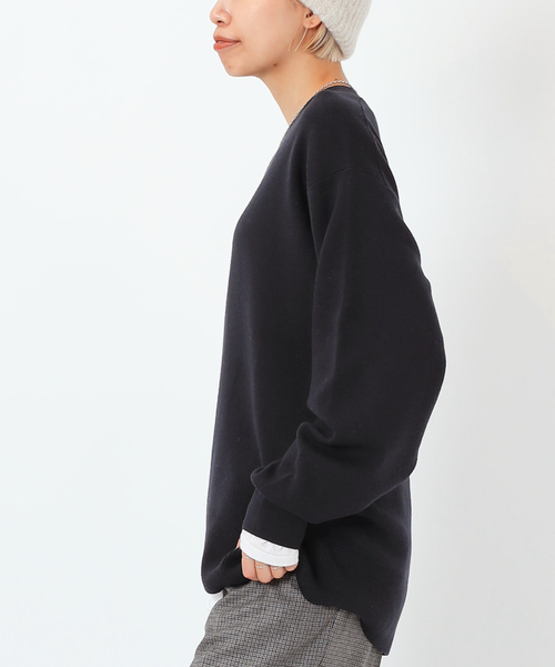AP STUDIO（エーピーストゥディオ）の「オーバーサイズウールニット（ニット/セーター・レディース・ネイビー/チャコールグレー・FREE）」の3枚目の写真