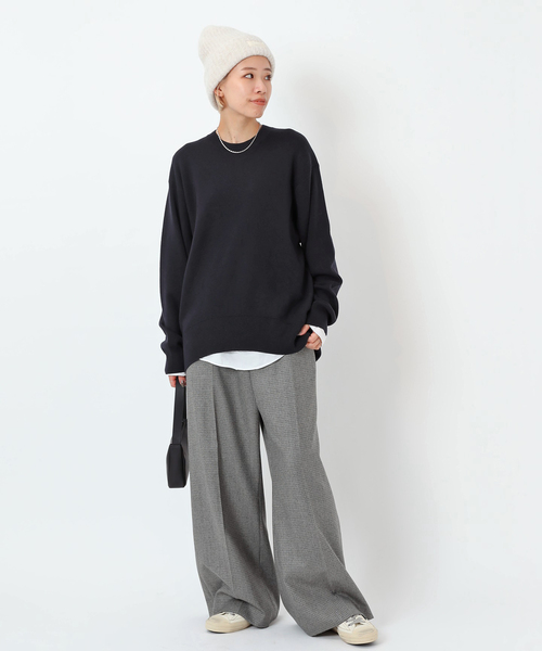 AP STUDIO（エーピーストゥディオ）の「オーバーサイズウールニット（ニット/セーター・レディース・ネイビー/チャコールグレー・FREE）」の5枚目の写真