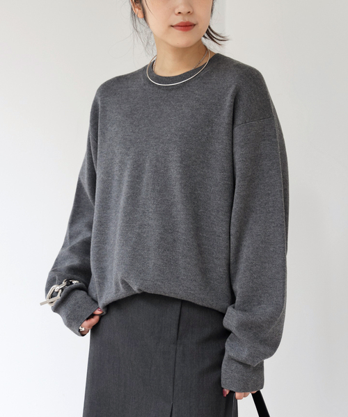 AP STUDIO（エーピーストゥディオ）の「オーバーサイズウールニット（ニット/セーター・レディース・ネイビー/チャコールグレー・FREE）」の9枚目の写真