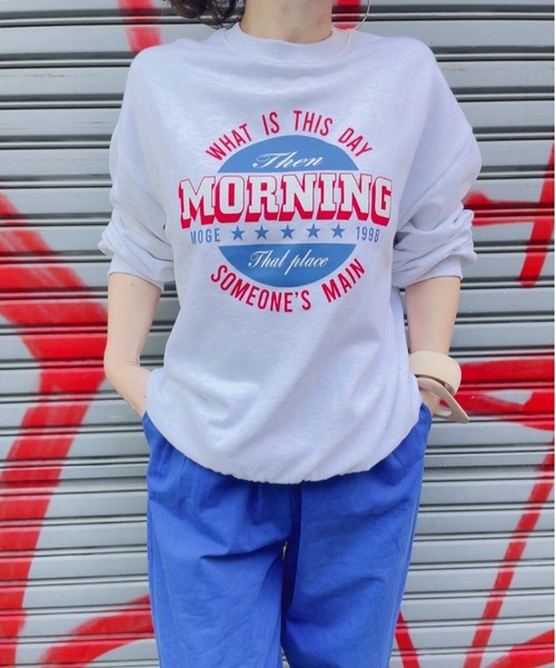 ロゴプリントオーバースウェット(comochi select)/クルーネック 長袖 フロントデザイン ルーズ（スウェット）｜ISOOK（アイスー） 6,490円