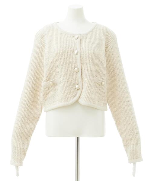 INGNI（イング）の「【WEB限定】ショート丈ツイードニットカーディガン（カーディガン/ボレロ・レディース・ブラック×ホワイト/アイボリー・M）」の16枚目の写真