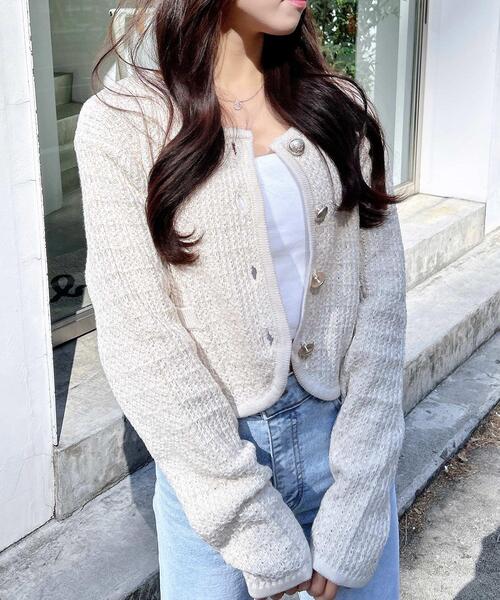 INGNI（イング）の「【WEB限定】ショート丈ツイードニットカーディガン（カーディガン/ボレロ・レディース・ブラック×ホワイト/アイボリー・M）」の20枚目の写真