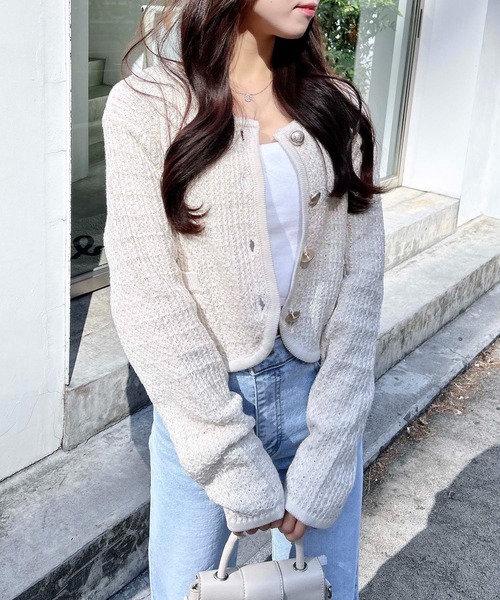 INGNI（イング）の「【WEB限定】ショート丈ツイードニットカーディガン（カーディガン/ボレロ・レディース・ブラック×ホワイト/アイボリー・M）」の13枚目の写真