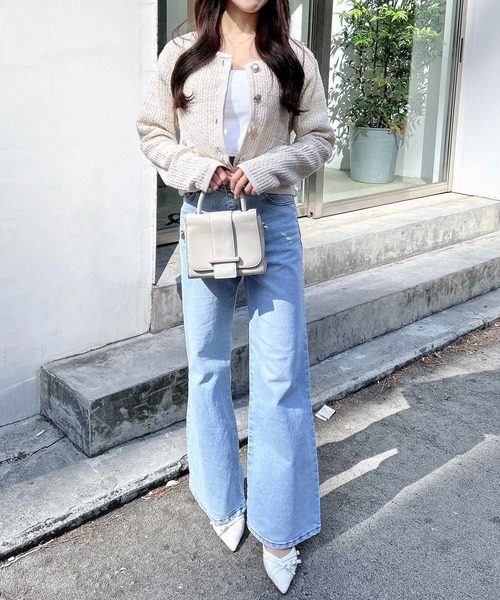 INGNI（イング）の「【WEB限定】ショート丈ツイードニットカーディガン（カーディガン/ボレロ・レディース・ブラック×ホワイト/アイボリー・M）」の15枚目の写真