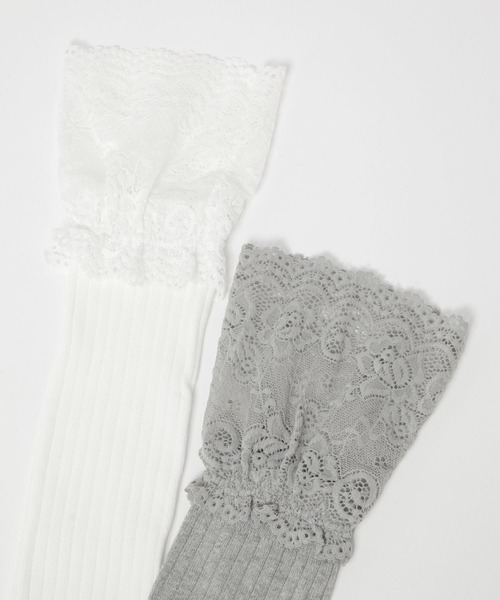 Heather（ヘザー）の「レース切り替えSOX　290984（ソックス/靴下・レディース・オフホワイト/グレー/ブラック・ONE SIZE）」の7枚目の写真