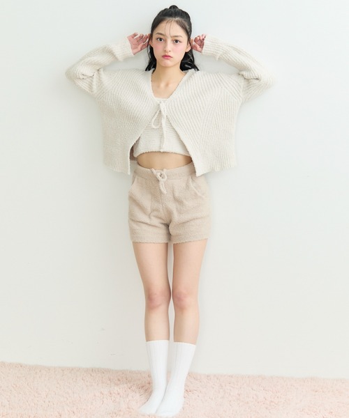 TITTY&CO.(ティティーアンドコー)の「Ribbon Fluffy Knit Set Up/リボン フラッフィー ニット セットアップ(ルームウェア/パジャマ・レディース・アイボリー/パープル/グレー・FREE)」の6枚目の写真