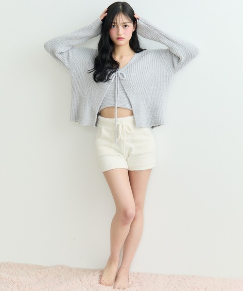 TITTY&CO.(ティティーアンドコー)の「Ribbon Fluffy Knit Set Up/リボン フラッフィー ニット セットアップ(ルームウェア/パジャマ・レディース・アイボリー/パープル/グレー・FREE)」の9枚目の写真
