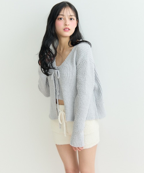 TITTY&CO.(ティティーアンドコー)の「Ribbon Fluffy Knit Set Up/リボン フラッフィー ニット セットアップ(ルームウェア/パジャマ・レディース・アイボリー/パープル/グレー・FREE)」の8枚目の写真