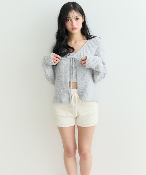 TITTY&CO.(ティティーアンドコー)の「Ribbon Fluffy Knit Set Up/リボン フラッフィー ニット セットアップ(ルームウェア/パジャマ・レディース・アイボリー/パープル/グレー・FREE)」の7枚目の写真