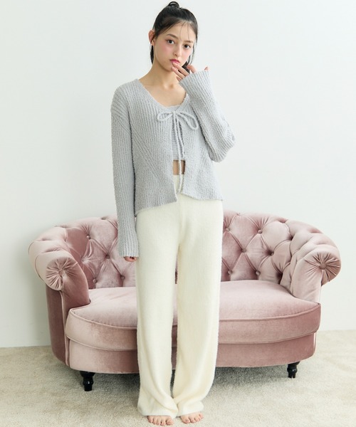 TITTY&CO.(ティティーアンドコー)の「Ribbon Fluffy Knit Set Up/リボン フラッフィー ニット セットアップ(ルームウェア/パジャマ・レディース・アイボリー/パープル/グレー・FREE)」の14枚目の写真