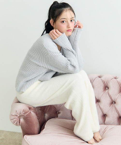 TITTY&CO.(ティティーアンドコー)の「Ribbon Fluffy Knit Set Up/リボン フラッフィー ニット セットアップ(ルームウェア/パジャマ・レディース・アイボリー/パープル/グレー・FREE)」の11枚目の写真