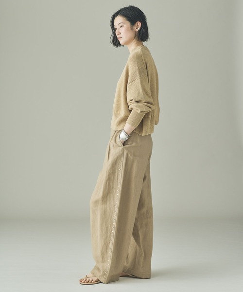 Curensology（カレンソロジー）の「Curensology(カレンソロジー)/リネンテープヤーンニットプルオーバー（ニット/セーター・レディース・ネイビー/ベージュ/ホワイト・FREE）」の13枚目の写真