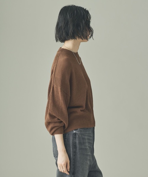 Curensology（カレンソロジー）の「Curensology(カレンソロジー)/リネンテープヤーンニットプルオーバー（ニット/セーター・レディース・ネイビー/ベージュ/ホワイト・FREE）」の18枚目の写真