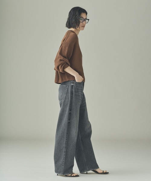 Curensology（カレンソロジー）の「Curensology(カレンソロジー)/リネンテープヤーンニットプルオーバー（ニット/セーター・レディース・ネイビー/ベージュ/ホワイト・FREE）」の15枚目の写真