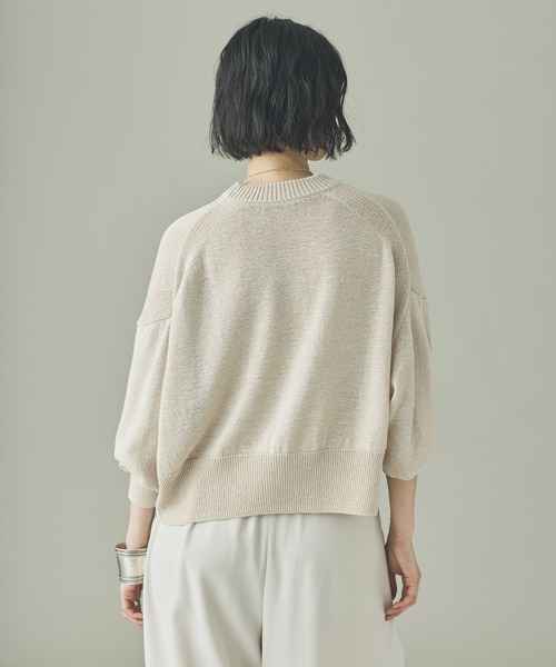 Curensology（カレンソロジー）の「Curensology(カレンソロジー)/リネンテープヤーンニットプルオーバー（ニット/セーター・レディース・ネイビー/ベージュ/ホワイト・FREE）」の6枚目の写真