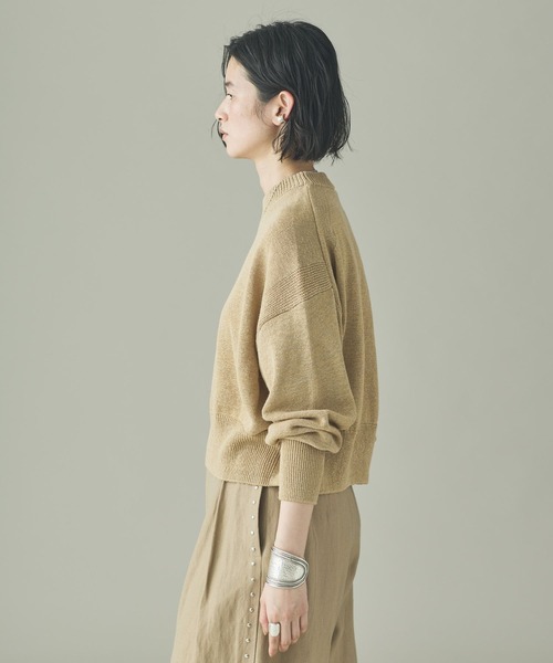 Curensology（カレンソロジー）の「Curensology(カレンソロジー)/リネンテープヤーンニットプルオーバー（ニット/セーター・レディース・ネイビー/ベージュ/ホワイト・FREE）」の11枚目の写真