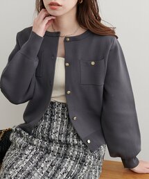 WEB限定】ラメ入りフェザー衿付きニットカーデ | natural