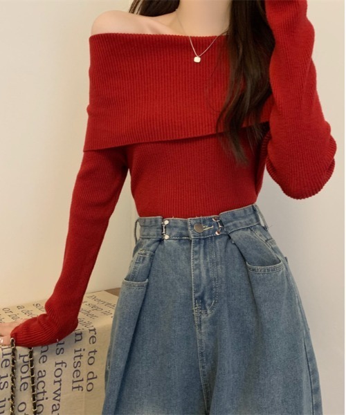 ENE.(トップス) セール☆1990円→1490円 フロントスリットニットトップス